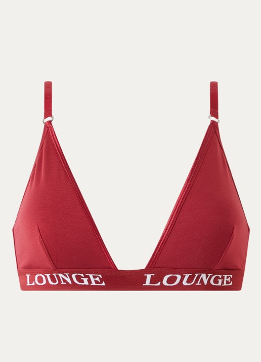 Lounge Bralette met logoband - voorkant bordeauxrood