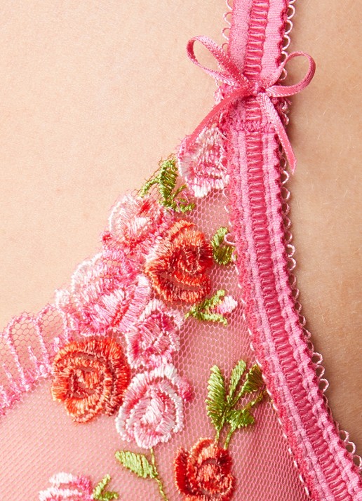 Lounge Camellia balconette bh van mesh met bloemborduring - detail 3 roze