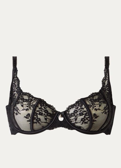 Lounge Enchant plunge bh van kant - voorkant zwart