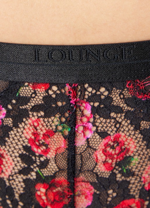 Lounge Entice string van kant met bloemborduring - detail 2 zwart
