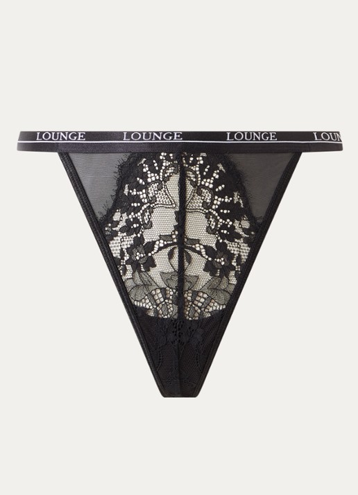 Lounge Entice tanga van kant met logoband - voorkant 4 zwart