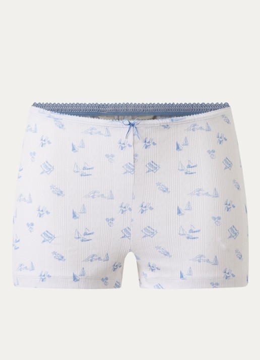Lounge Loose fit pyjamabroek met print - voorkant wit