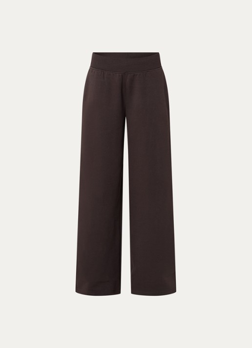 Lounge Mid waist wide fit joggingbroek met steekzakken - voorkant 3 chocoladebruin