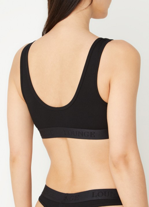Lounge Push up up bralette met logoband - achterkant zwart