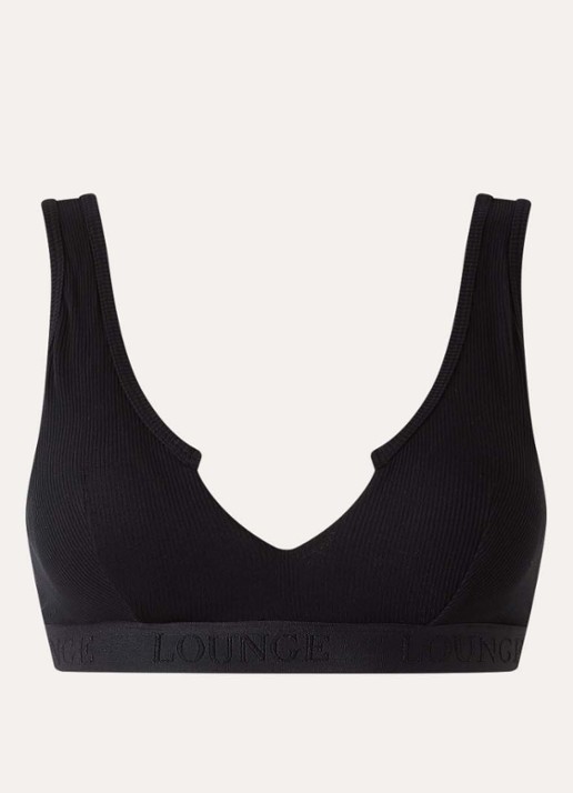 Lounge Push up up bralette met logoband - voorkant 2 zwart