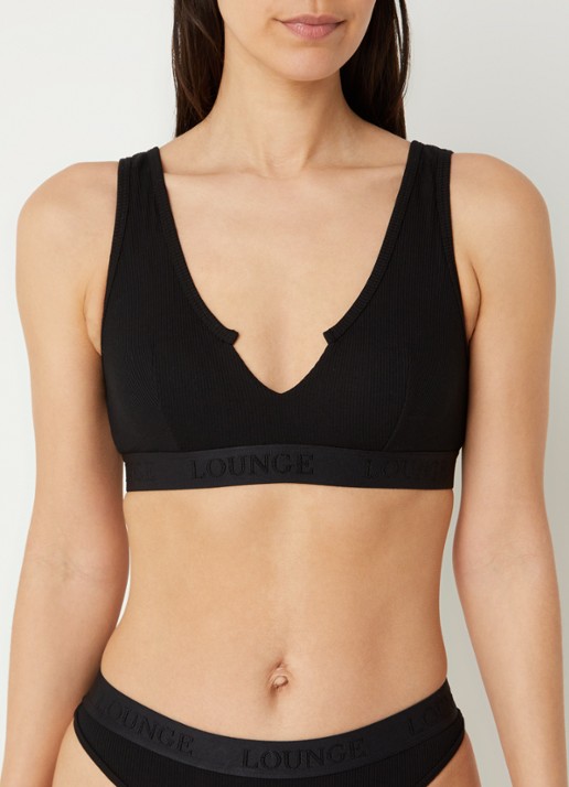 Lounge Push up up bralette met logoband - voorkant 3 zwart
