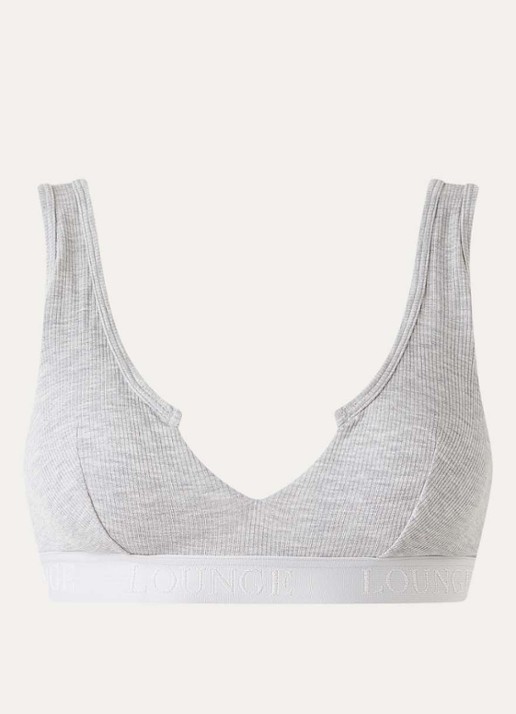 Lounge Push up up bralette met logoband - voorkant 2 grijs