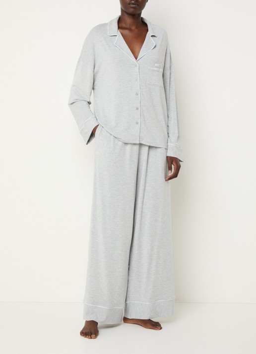 Lounge Pyjamabroek met logo - voorkant 3 grijs