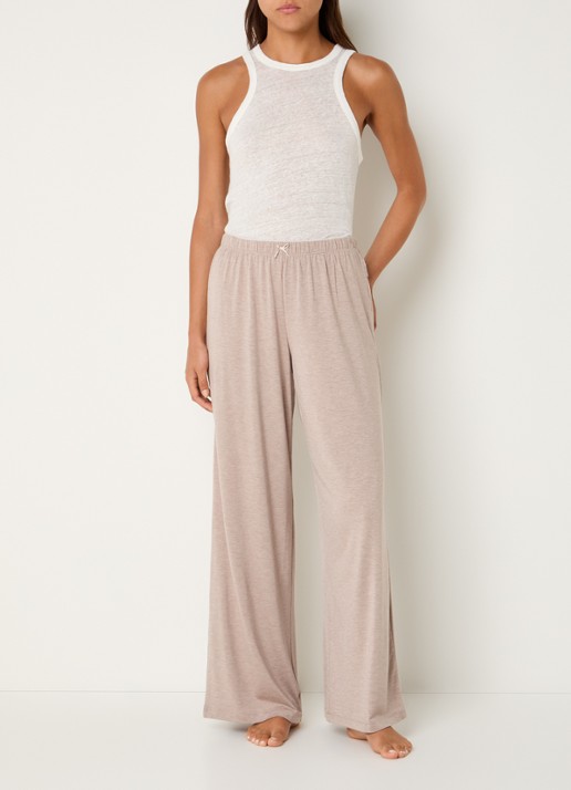 Lounge Pyjamabroek met strikdetail - voorkant 3 bruin