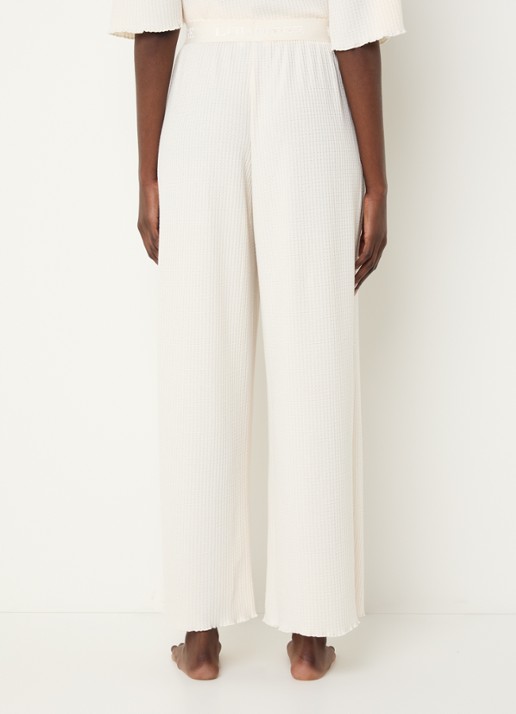Lounge Pyjamabroek met structuur - achterkant 4 beige
