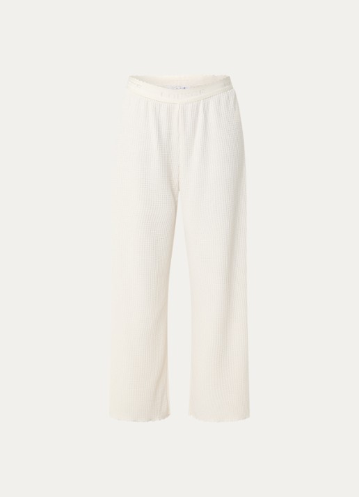 Lounge Pyjamabroek met structuur - voorkant beige