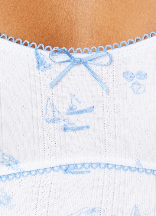 Lounge Pyjamatop met print - detail 3 wit