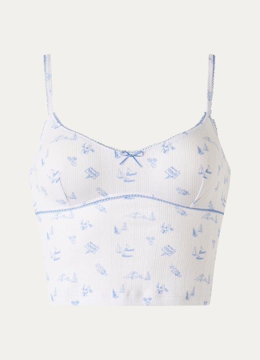 Lounge Pyjamatop met print - voorkant wit