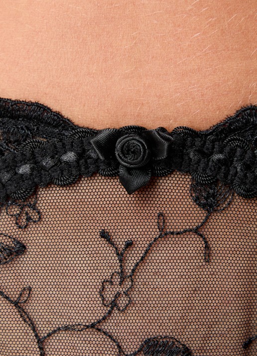 Lounge Reveal tanga van mesh met logoband - detail 5 zwart