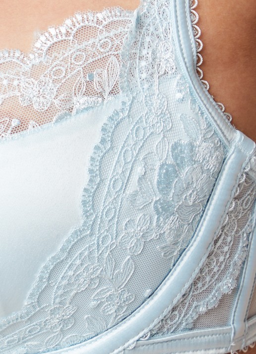 Lounge Scandal balconette bh van satijn met padding - detail 4 lichtblauw