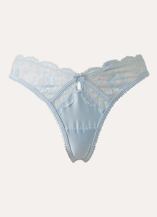 Lounge Scandal string van satijn met kant - voorkant 4 blauw