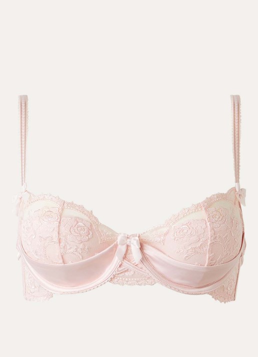 Lounge Tease push-up bh van kant met overlay - voorkant 4 lichtroze