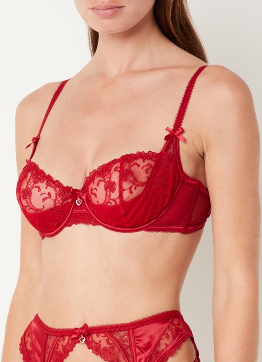 Lounge Valentina beugel bh van mesh - voorkant 5 donkerrood