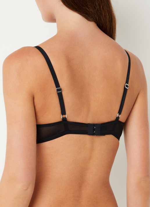 Lounge Voorgevormde T-shirt bh met mesh en borduring - achterkant zwart