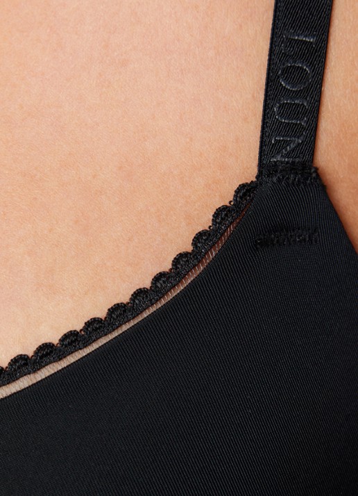 Lounge Voorgevormde T-shirt bh met mesh en borduring - detail 2 zwart