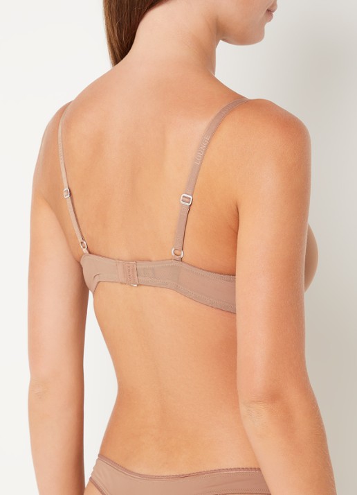 Lounge Voorgevormde T-shirt bh met mesh en borduring - achterkant 2 lichtbruin