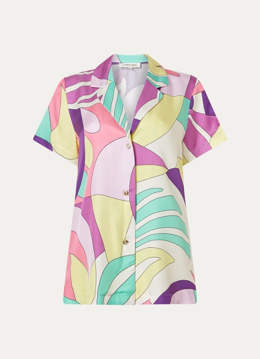 Love Stories Bridget pyjamatop met print - voorkant roze