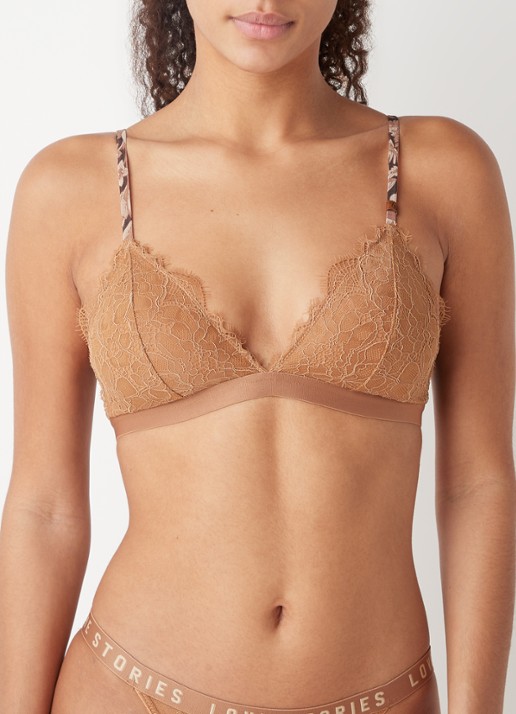 Love Stories Hazel voorgevormde bralette van kant met uitneembare vulling - detail 4 camel