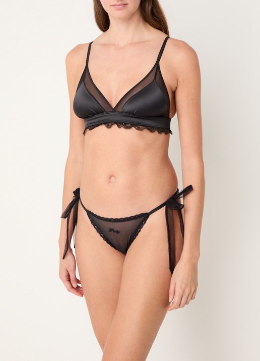 Love Stories Isabel slip van mesh  - voorkant 2 zwart