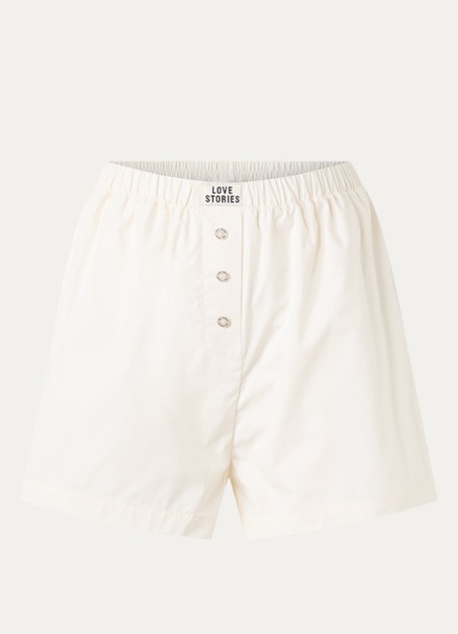 Love Stories James pyjamashorts met logo - voorkant gebroken wit
