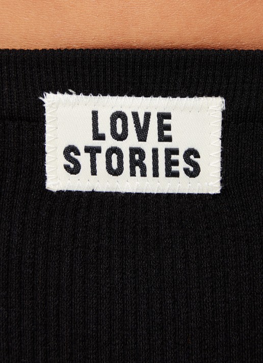 Love Stories Lima string met logo en ribstructuur - detail 5 zwart