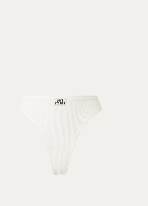 Love Stories Lima string met logo en ribstructuur - voorkant gebroken wit