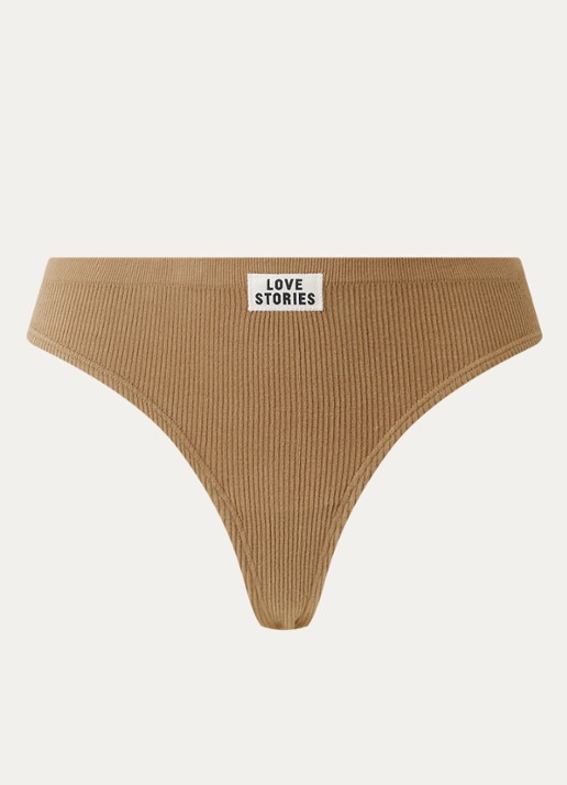 Love Stories Lima tanga met ribstructuur en logo - voorkant 4 khaki