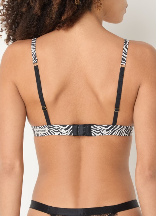 Love Stories Love Lace bralette met zebraprint - achterkant zwart