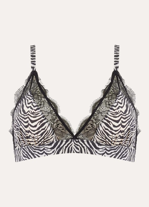 Love Stories Love Lace bralette met zebraprint - voorkant 4 zwart