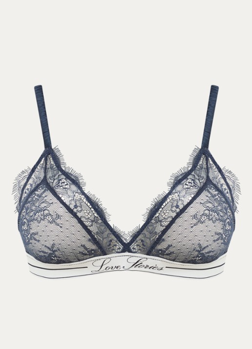 Love Stories Love Lace bralette van kant - voorkant donkerblauw