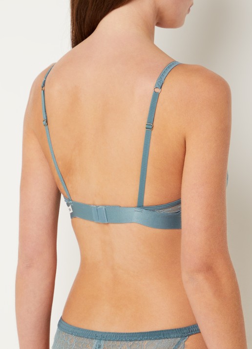 Love Stories Love Lace voorgevormde plunge bh met overlay van kant - achterkant 3 staalblauw
