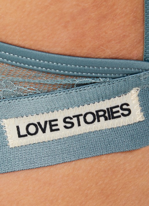 Love Stories Love Lace voorgevormde plunge bh met overlay van kant - detail 5 staalblauw