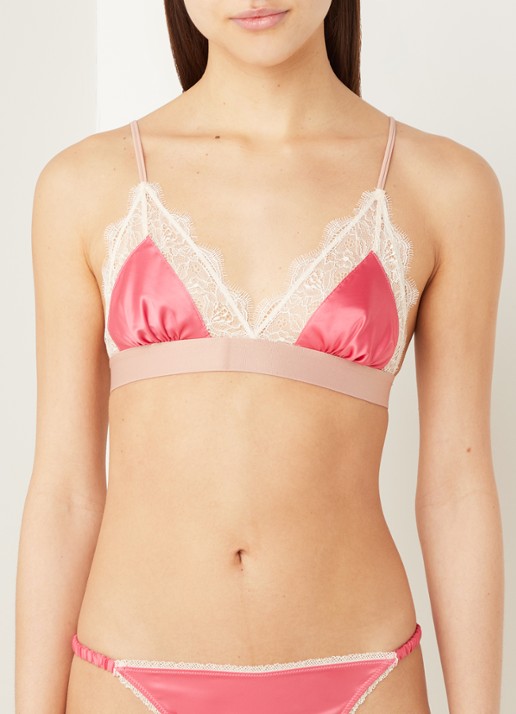 Love Stories Lovelace bralette van satijn met kant - detail roze