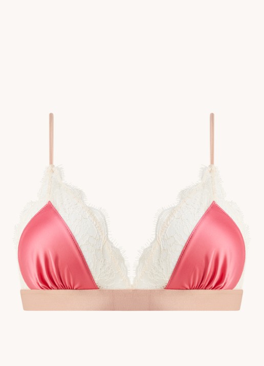 Love Stories Lovelace bralette van satijn met kant - voorkant 3 roze