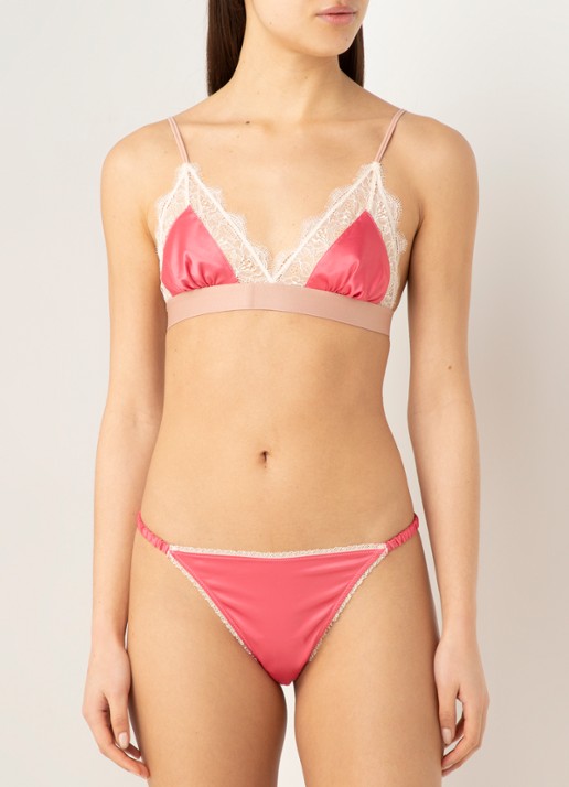 Love Stories Lovelace bralette van satijn met kant - voorkant 4 roze