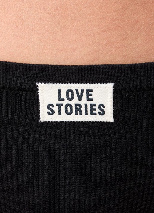 Love Stories Paige slip met ribstructuur - detail 4 zwart
