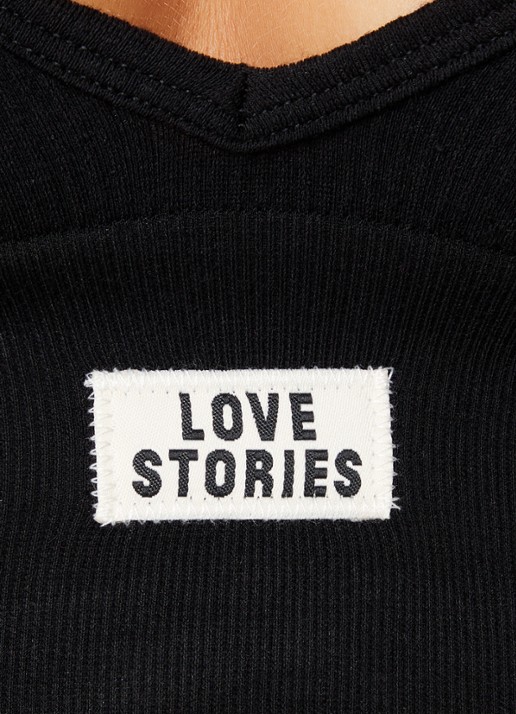 Love Stories Posey ribgebreide bralette met logo - detail 2 zwart