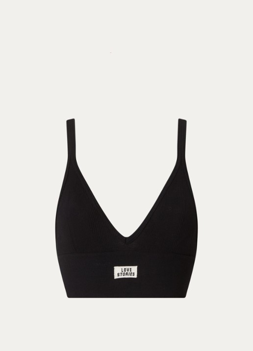 Love Stories Posey ribgebreide bralette met logo - voorkant 3 zwart