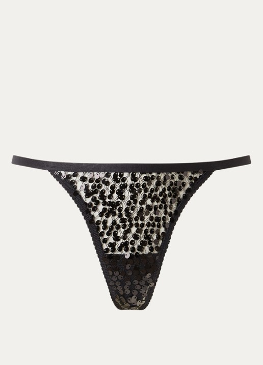 Love Stories Roomservice string met pailletten - voorkant 3 zwart