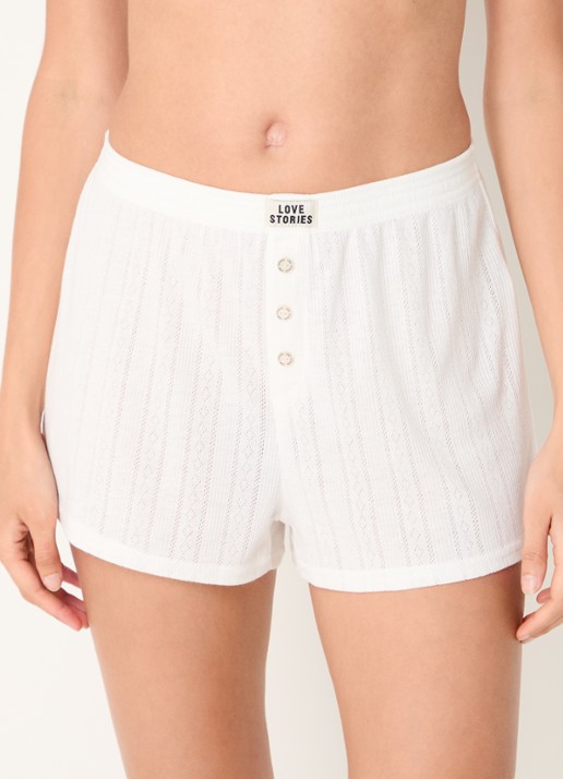 Love Stories Sunday pyjamashorts met logo  - detail 3 gebroken wit
