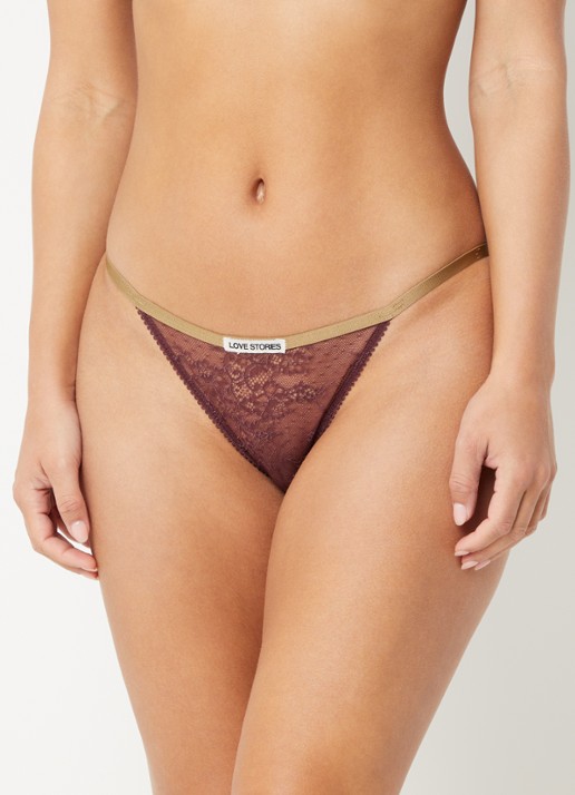 Love Stories Wild Rose tanga van kant - voorkant 5 bordeauxrood