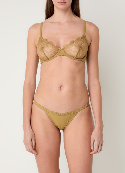 Love Stories Wilde Rose slip met kant en plooidetail - voorkant 3 brons