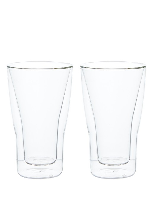 Luigi Bormioli Accademia dubbelwandig latte macchiato glas 34 cl set van 2 - voorkant 2 transparant