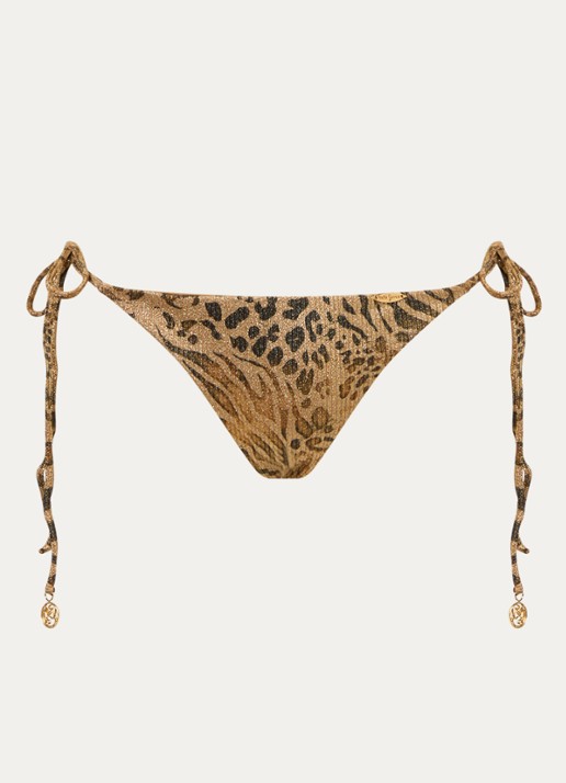 Luli Fama Brazilian bikinislip met print en lurex - voorkant 2 goud