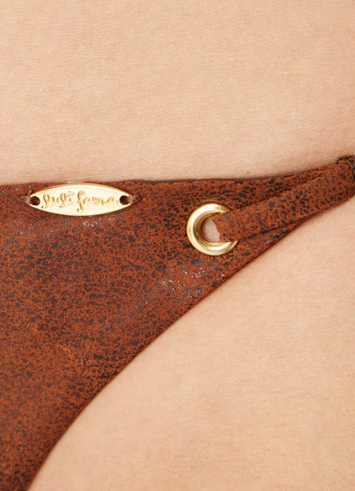 Luli Fama Brazilian bikinislip met print en plooidetail - detail 3 bruin
